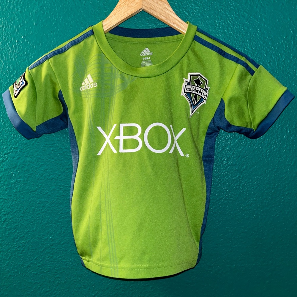 Adidas Seattle Sounders FC XBOX child size 4 climacool green jersey